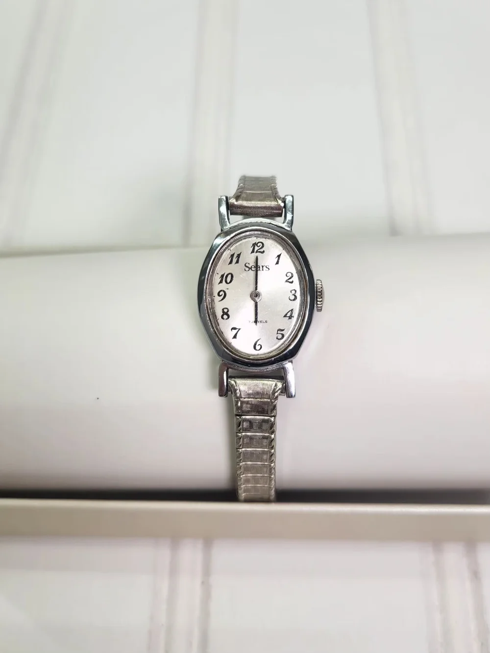 Vintage Sears Women's Watch - Oval Dial - Speidel Stretch Band